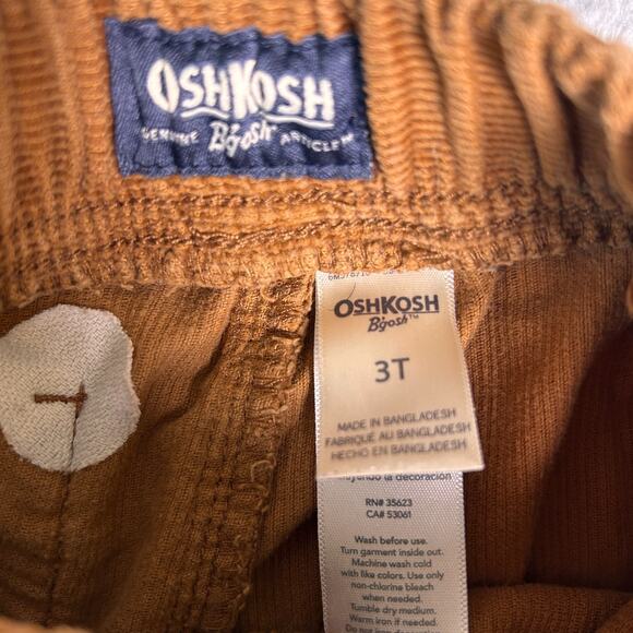 Oshkosh Bgosh Corduroy Pants Boys 3T Brown 100% Cotton Drawstring Fall Staple - Picture 3 of 4
